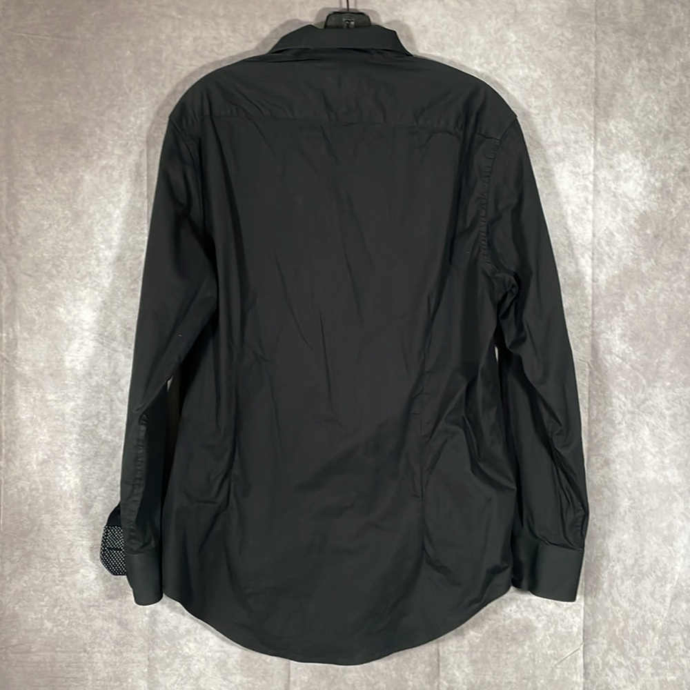 Report Collection Stretch Collar Modern Fit Black Button Dress Shirt | 16” 32/33 - Picture 5 of 12